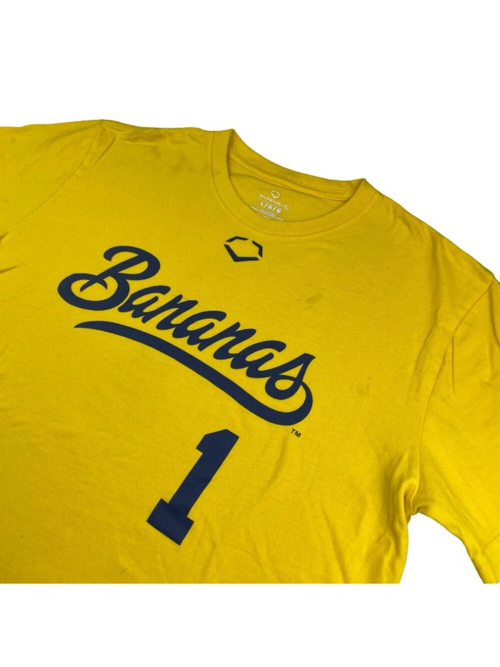 Savannah Bananas x Evoshield Men's 100% Cotton #1 Jersey T-Shirt Yellow • Large